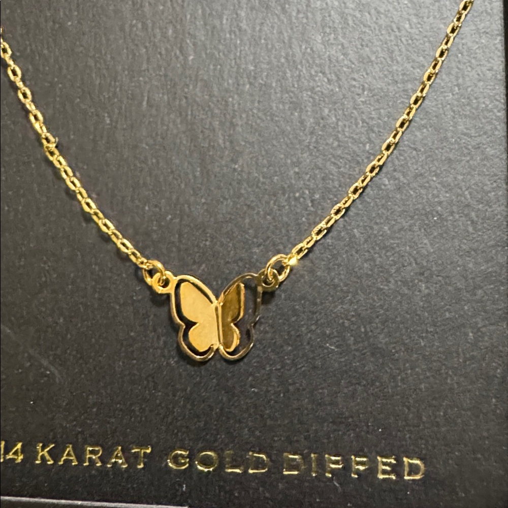 14k Gold Dipped Butterfly Necklace - Picture 2 of 3